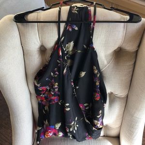 Black, floral tank top